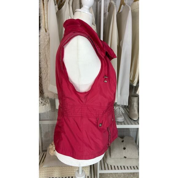 CJ Banks Women's Size X (14W)Pink Ruffle Drawstring Collar Zip Up Vest #0494 - Picture 3 of 13
